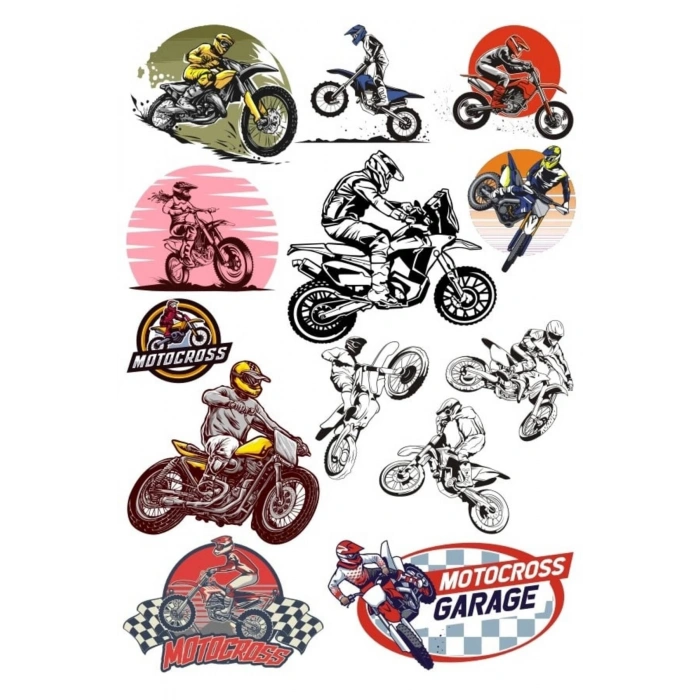 Motorcu ve Motor Sitcker Set 15 Parça Telefon, Tablet, Defter, Laptop Sticker