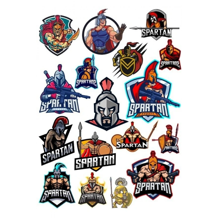 Spartan Savaşçı Sticker Set-3 17 Parça Telefon, Tablet, Defter, Laptop Sticker