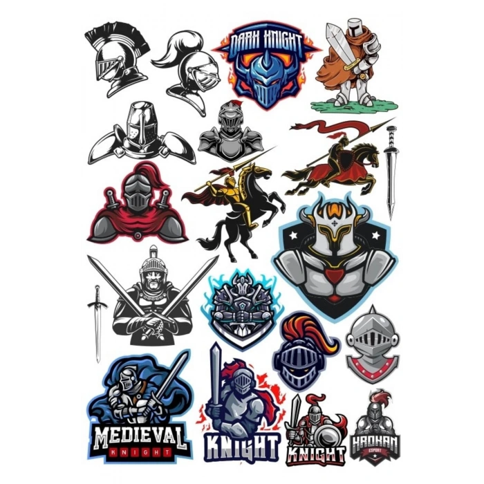 Şövalye Savaşçı Sticker Set 16 Parça Telefon, Tablet, Defter, Laptop Sticker