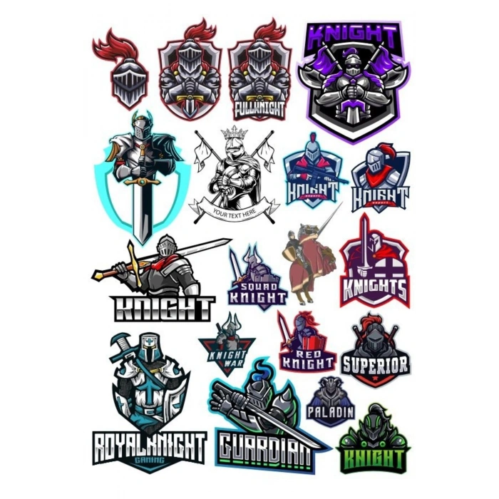 Knight Şövalye Sticker Set-3 19 Parça Telefon, Tablet, Defter, Laptop Sticker