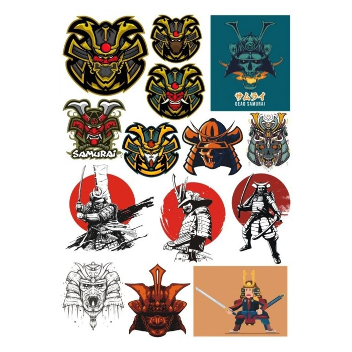 Samurai Sticker Set-4 14 Parça Telefon, Tablet, Defter, Laptop Sticker