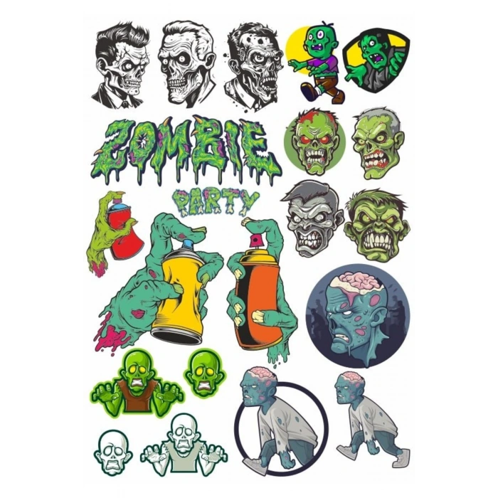 Zombiler Sticker Set 7 17 Parça Telefon, Tablet, Defter, Laptop Sticker