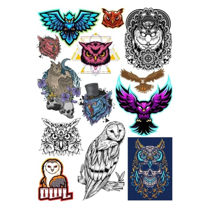 Baykuş Sticker Set-4 13 Parça Telefon, Tablet, Defter, Laptop Sticker