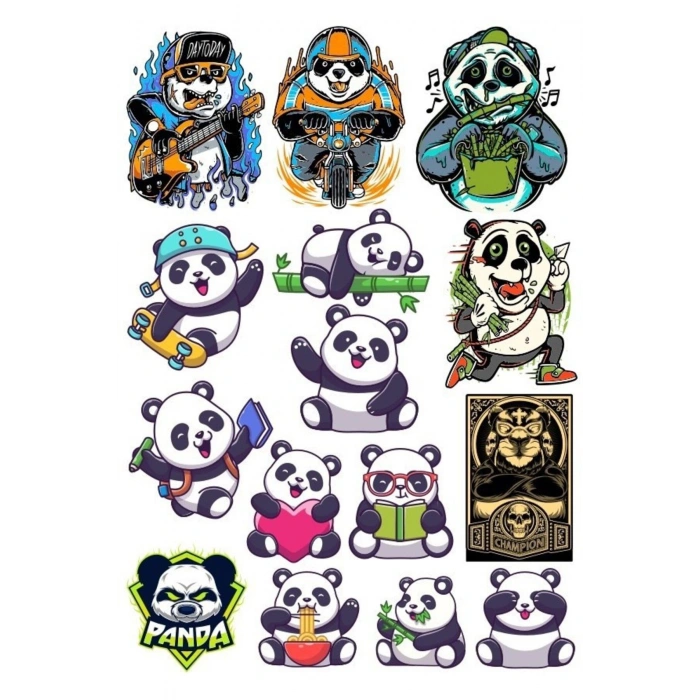 Panda Sticker Set-9 16 Parça Telefon, Tablet, Defter, Laptop Sticker