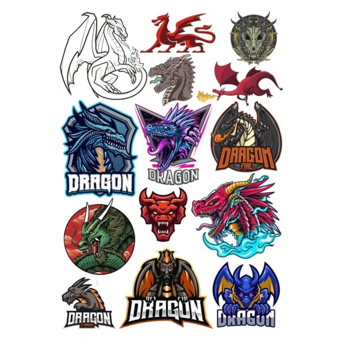 Ejderha Sticker Set 6 12 Parça Telefon, Tablet, Defter, Laptop Sticker