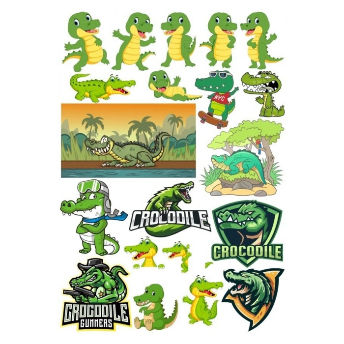 Timsah Sticker Set 11 15 Parça Telefon, Tablet, Defter, Laptop Sticker