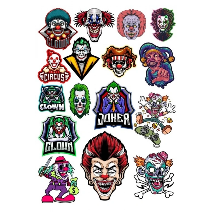 Palyaçolar Sticker Set 17 Parça Telefon, Tablet, Defter, Laptop Sticker