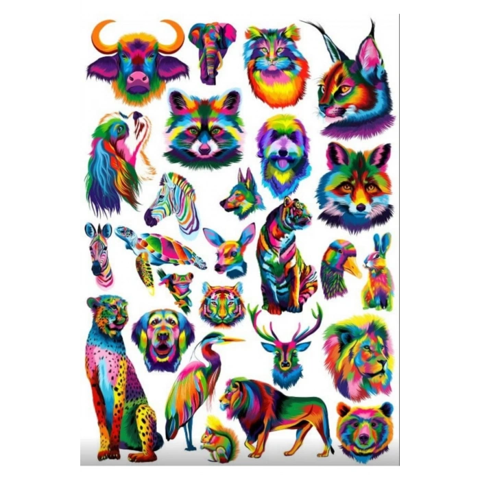 Gökkuşağı Desenli Hayvanlar Sticker Set