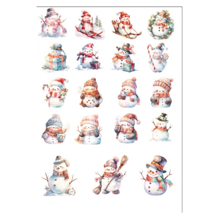 Sevimli Kardan Adam Sticker Set