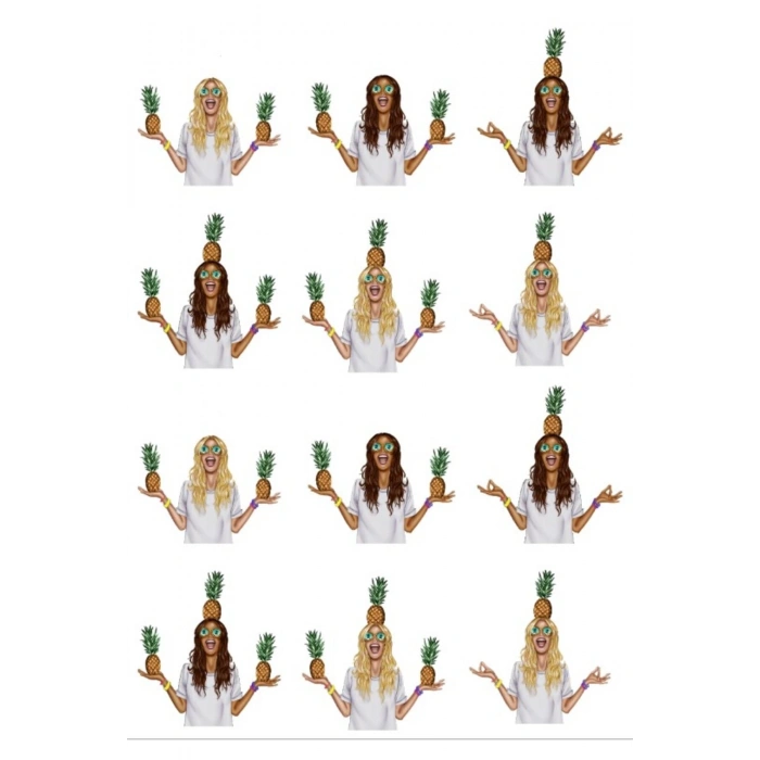 Ananas ve Yoga Sticker Set