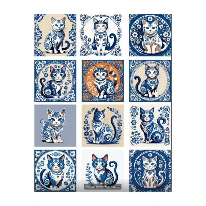 Porselen Temalı Kedi Sticker Set 1