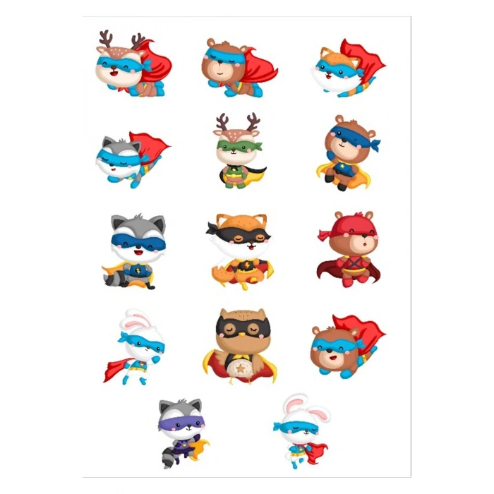 Süper Kahraman Hayvanlar Sticker Set
