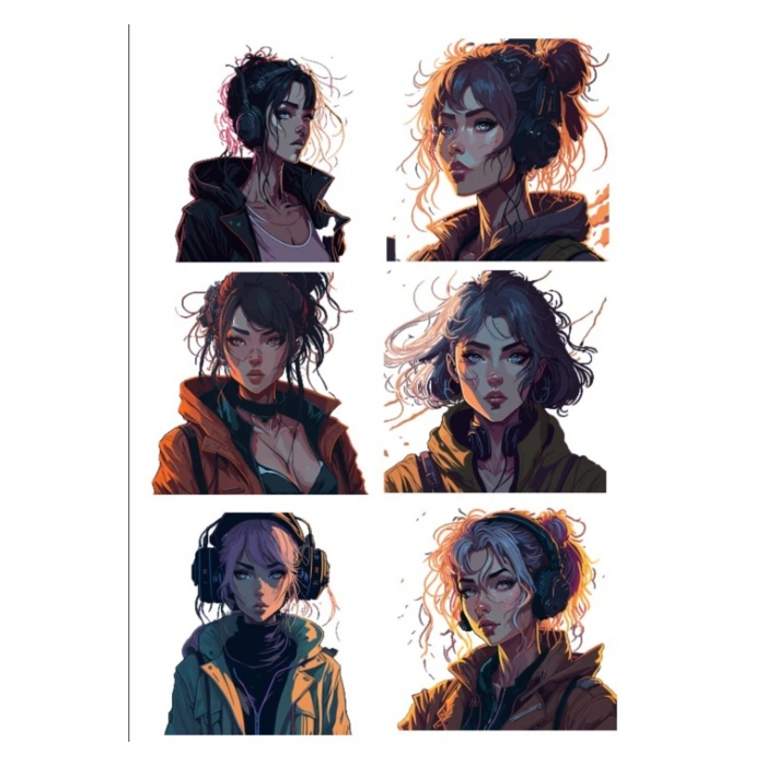 Kulaklıklı Kız Sticker Set 12