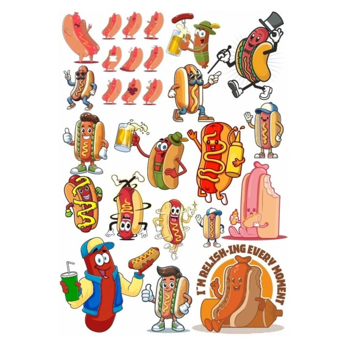 Hot Dog Sticker Set 1