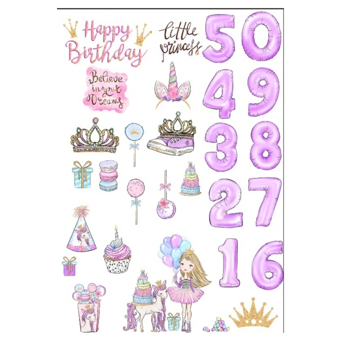 Prenses Doğum Günü Sticker Set