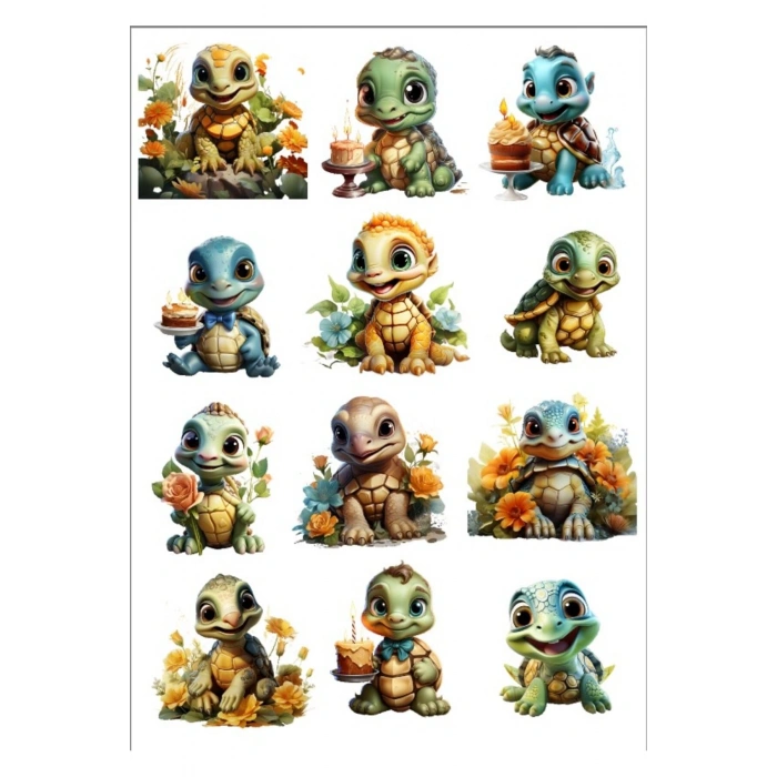 Sevimli Kaplumbağa Sticker Set