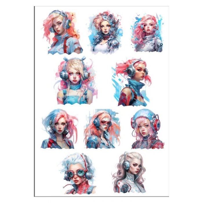 Renkli Kadınlar Sticker Set