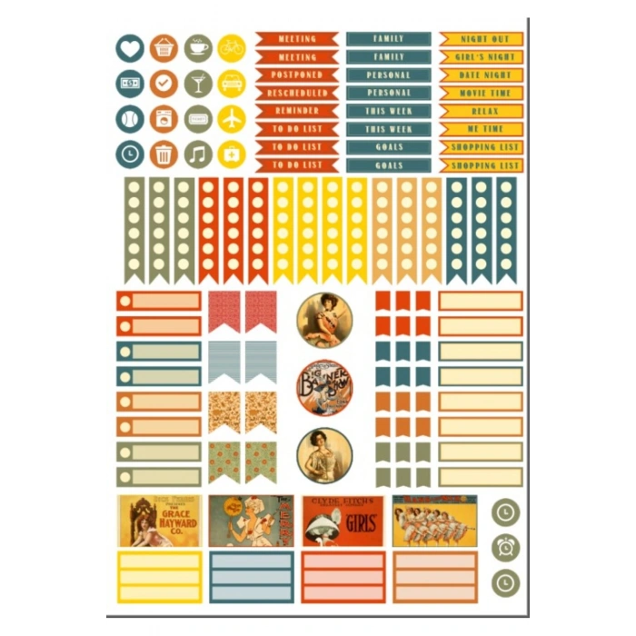 Vintage Planlayıcı Sticker Set