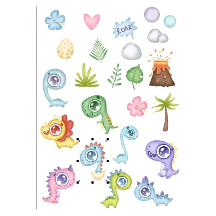 Sevimli Tek Gözlü Dinozorlar Sticker Set