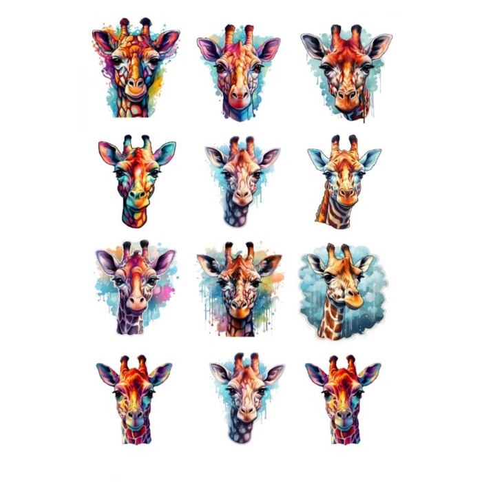 Renkli Zürafa Sticker Set