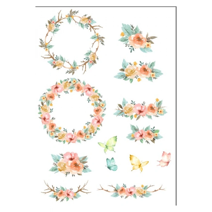 Çiçekli Çerçeveler Sticker Set