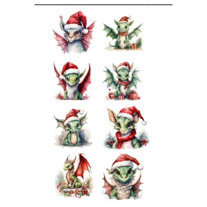 Noel Temalı Ejderhalar Sticker SET