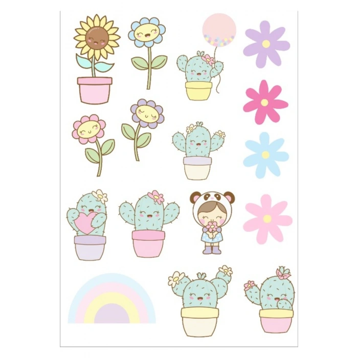 Sevimli Saksı Bitkileri Sticker Set