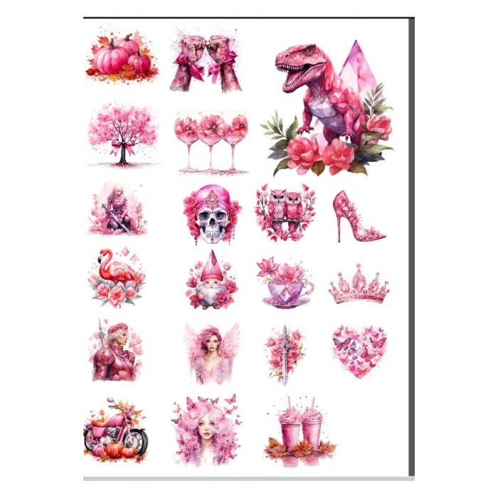 Pembe Temalı Sticker Set -1