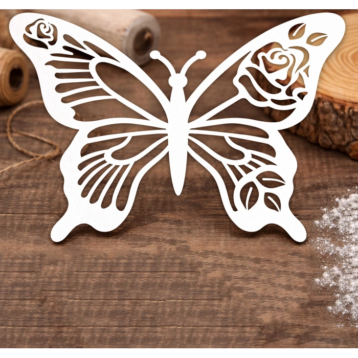 5’li MDF Kelebek Süs | 5x5 cm | Ahşap Dekor & Hobi Boyama