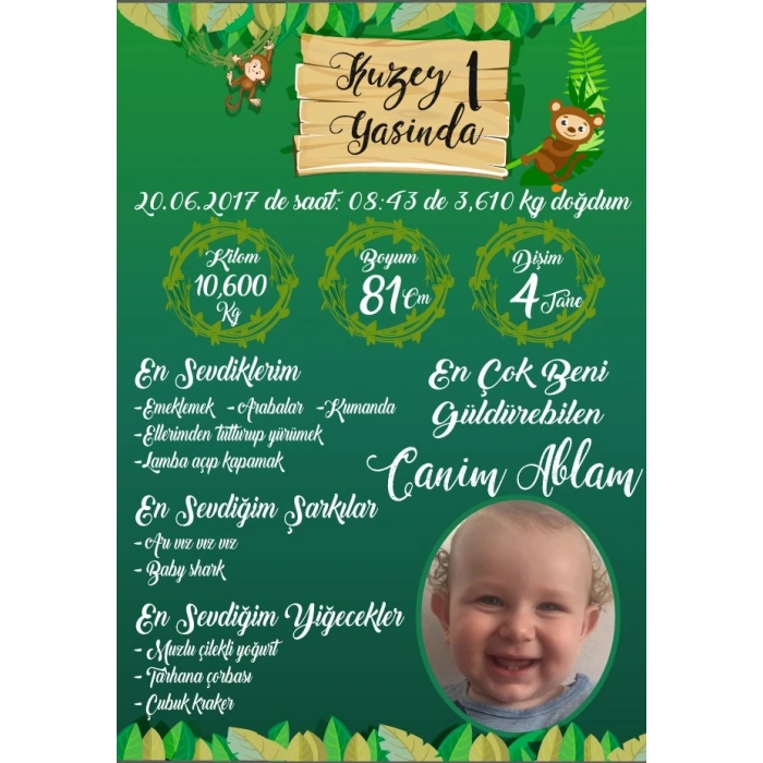 Safari Temalı Yaş Panosu 20x30 Cm 3mm Ahşap