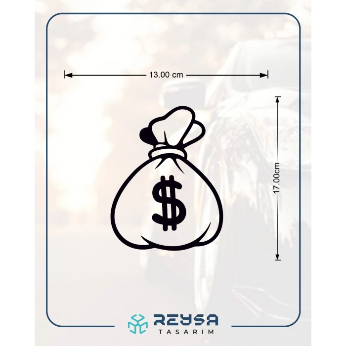 Dolar Para Çantası Araba Sticker 17x17 Cm Siyah