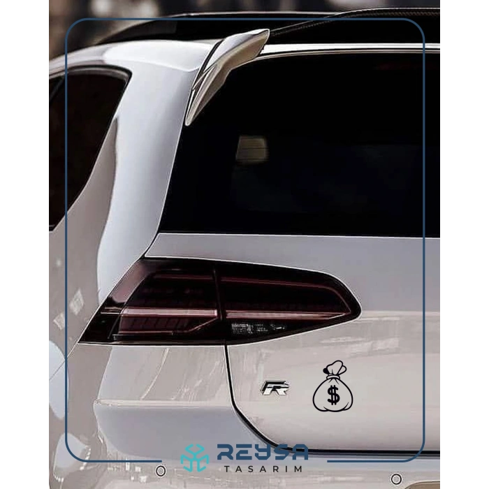 Dolar Para Çantası Araba Sticker 17x17 Cm Siyah