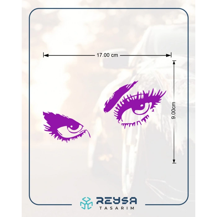 Gözler Araba Sticker 17x17 Cm Mor