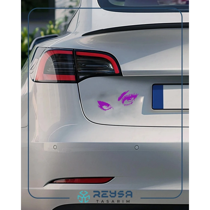 Gözler Araba Sticker 17x17 Cm Mor