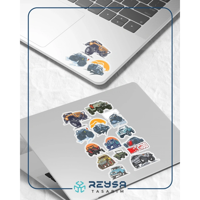 Jeep Offroad Araba Sticker Set 13 Parça Telefon, Tablet, Defter, Laptop Sticker