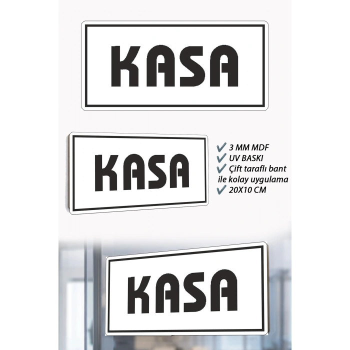 Kasa Yazılı Beyaz MDF Kapı Levhası