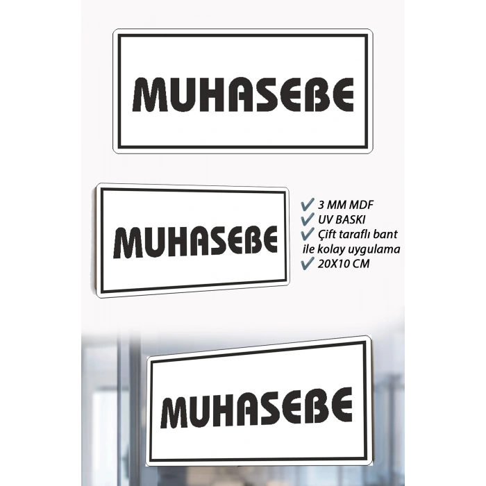 Muhasebe Yazılı Beyaz MDF Kapı Levhası