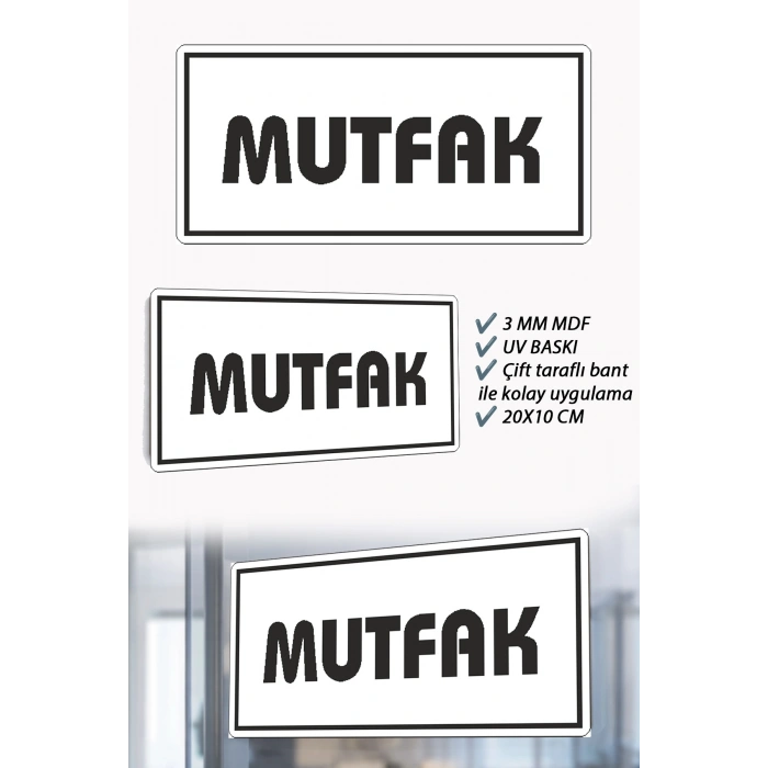 Mutfak Yazılı Beyaz MDF Kapı Levhası