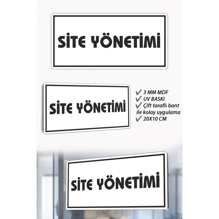 Site Yönetimi Yazılı Beyaz MDF Kapı Levhası