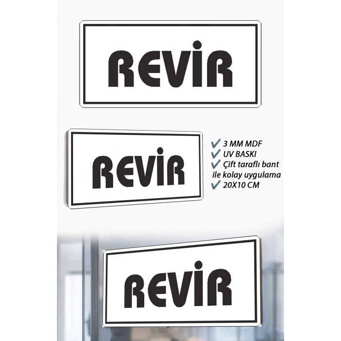 Revir Yazılı Beyaz MDF Kapı Levhası