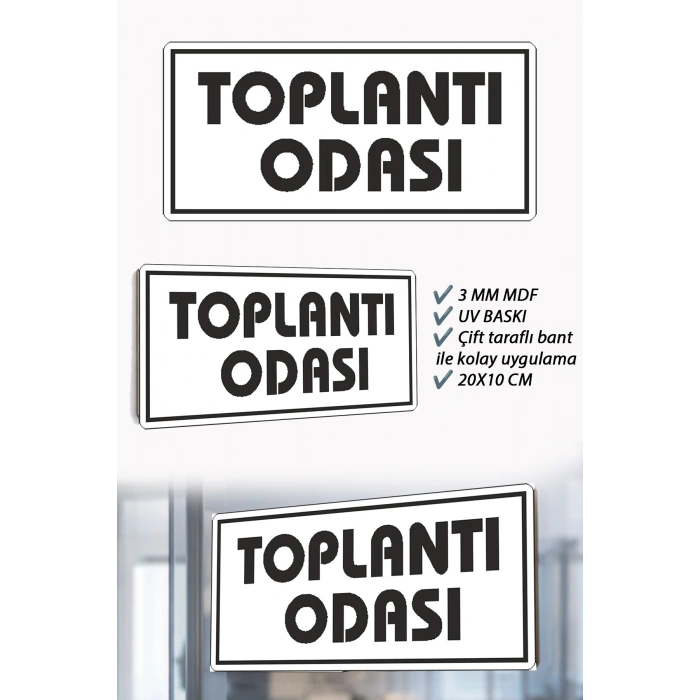Toplantı Odası Yazılı Beyaz MDF Kapı Levhası