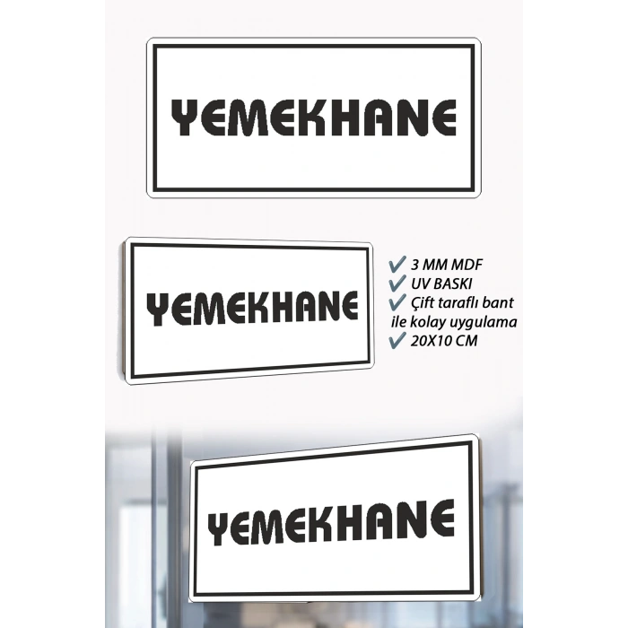 Yemekhane Yazılı Beyaz MDF Kapı Levhası