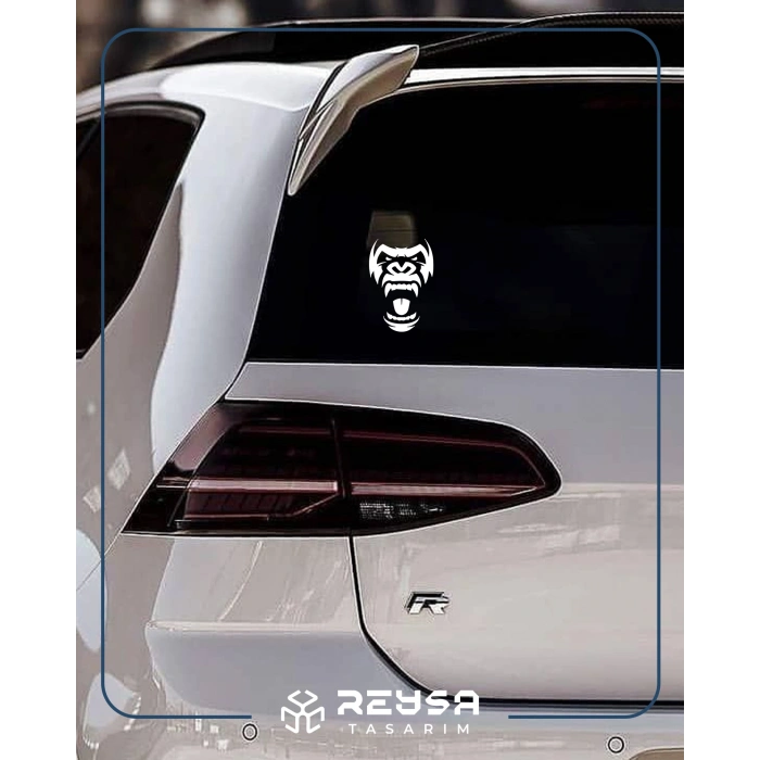 Goril Kafası Sticker17x17 Cm Beyaz