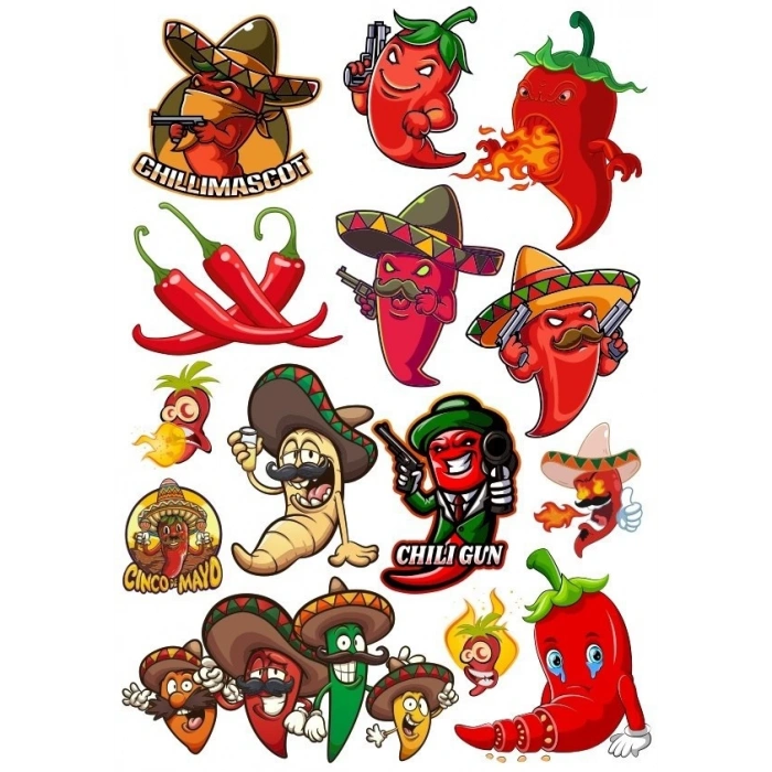 Acı Biber Sticker Set 13 Parça Telefon, Tablet, Defter, Laptop Sticker