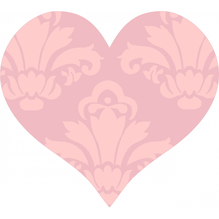 Açık Pembe Damask Desenli Kalp Duvar Stickerı