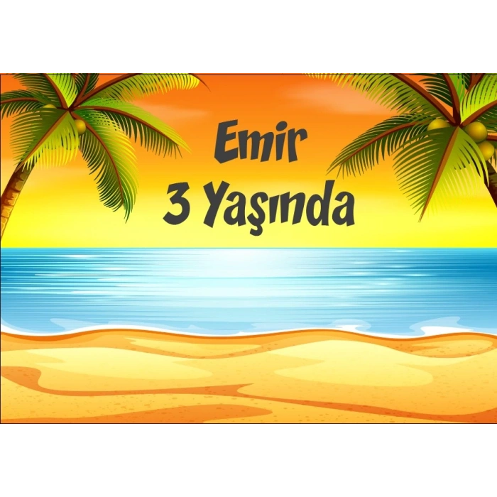Ada ve Deniz Temalı Doğum Günü Afişi 70X100 cm
