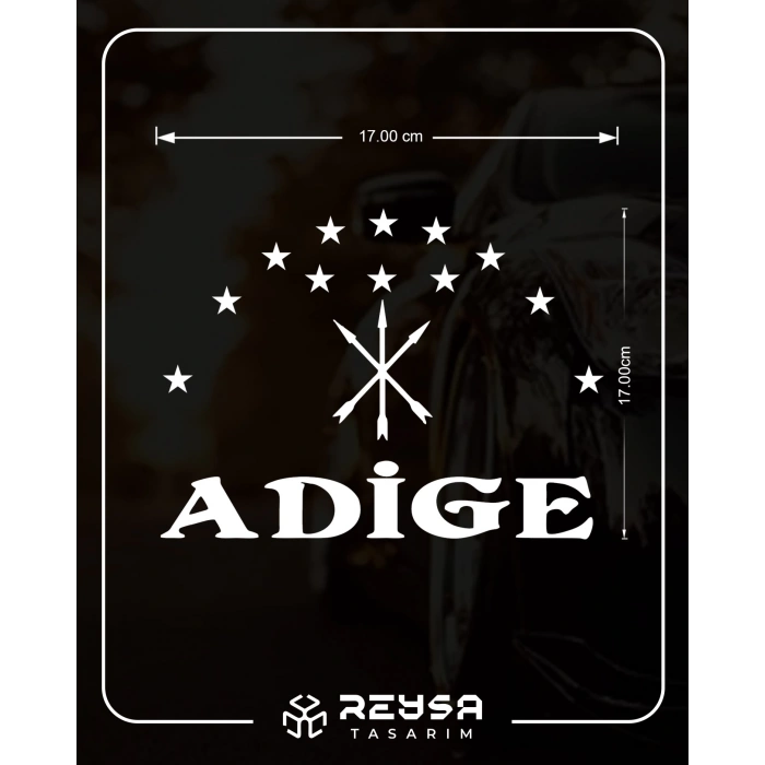 Adige Çerkez Bayrağı Sticker 17x17 Cm Beyaz
