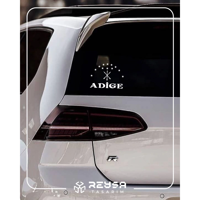 Adige Çerkez Bayrağı Sticker 17x17 Cm Beyaz