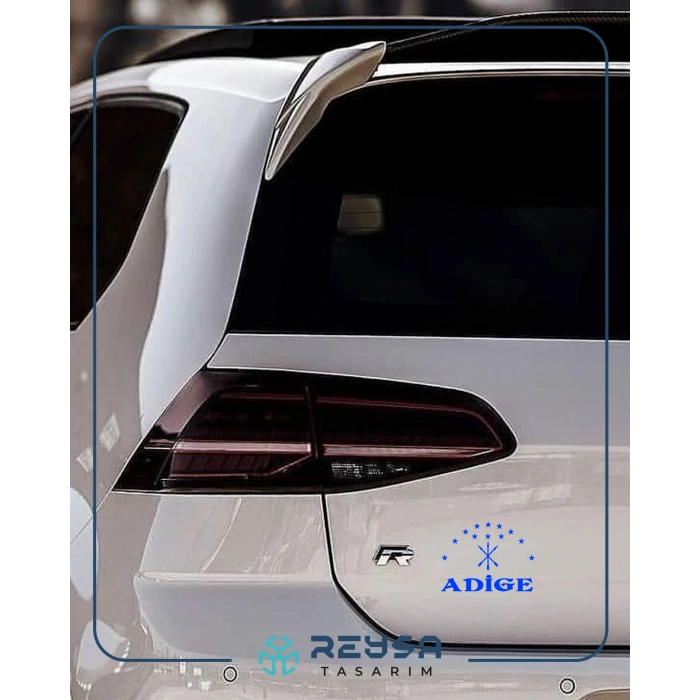 Adige Çerkez Bayrağı Sticker 17x17 Cm Mavi