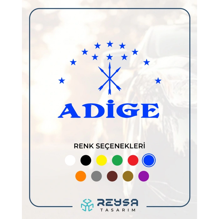 Adige Çerkez Bayrağı Sticker 17x17 Cm Mavi